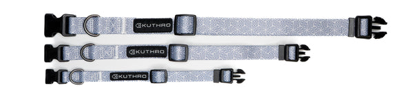 3 sizes of the gravel premium dog collar.